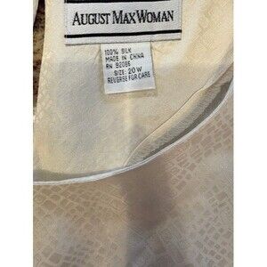 August Silk 100% Silk Short Sleeve Blouse Orange Shirt Women's Size M Basic EUC